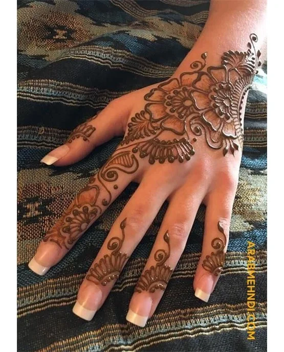 Beautiful Hatch Outline On Back Hand Mehndi Design